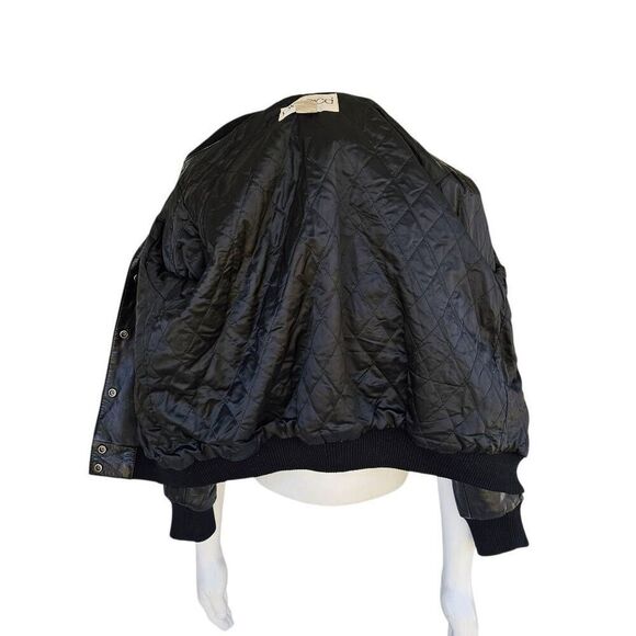 Vintage Pia Ricci Leather Bomber Jacket Black Men’s Medium Korea 80s 90s - Picture 7 of 8